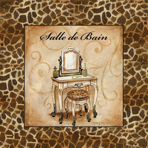 Giraffe Salle de Bain White Modern Wood Framed Art Print with Double Matting by Gorham, Gregory