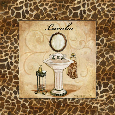 Giraffe Lavabo Gold Ornate Wood Framed Art Print with Double Matting by Gorham, Gregory