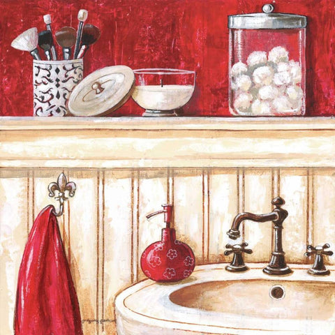 Red Bath II Black Ornate Wood Framed Art Print with Double Matting by Gorham, Gregory