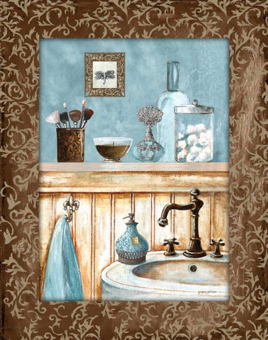 Blue Bath III White Modern Wood Framed Art Print with Double Matting by Gorham, Gregory