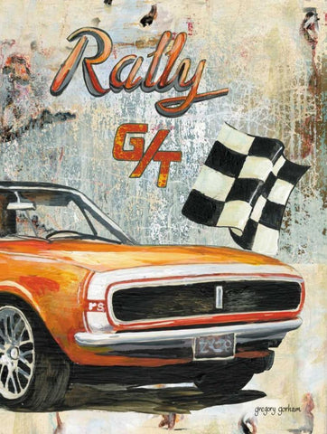 Rally Car Black Ornate Wood Framed Art Print with Double Matting by Gorham, Gregory