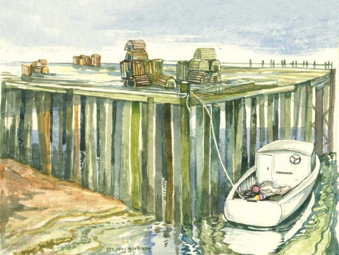Low Tide White Modern Wood Framed Art Print with Double Matting by Gorham, Gregory