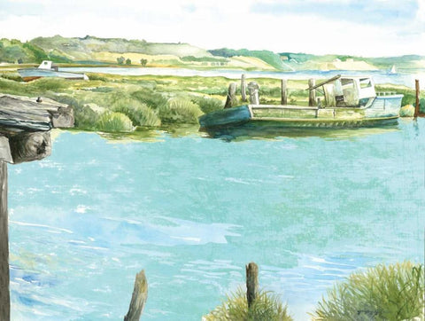 Wellfleet Salt Marsh White Modern Wood Framed Art Print with Double Matting by Gorham, Gregory