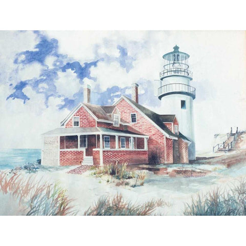 Cape Cod Light House White Modern Wood Framed Art Print by Gorham, Gregory