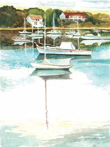 Wychmere Harbor Black Ornate Wood Framed Art Print with Double Matting by Gorham, Gregory