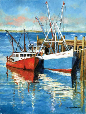 Blue Skies White Modern Wood Framed Art Print with Double Matting by Gorham, Gregory
