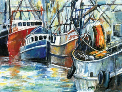 Fleet Motif I White Modern Wood Framed Art Print with Double Matting by Gorham, Gregory