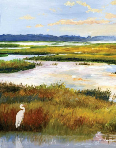 Salt Marsh Sanctuary I White Modern Wood Framed Art Print with Double Matting by Gorham, Gregory