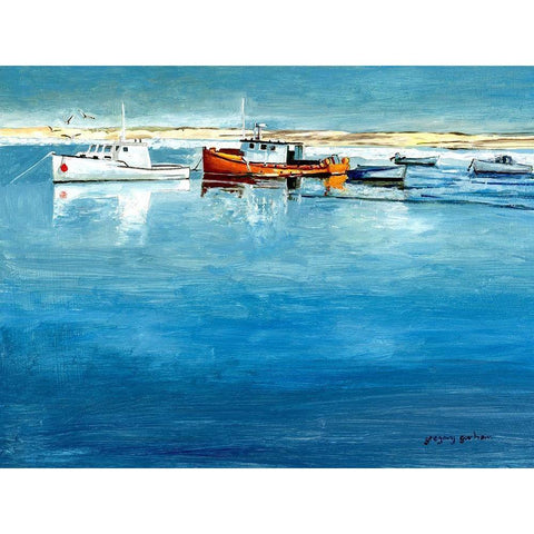 Winter Harbor Gold Ornate Wood Framed Art Print with Double Matting by Gorham, Gregory