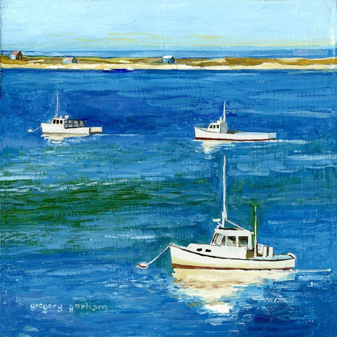 Summer Trio White Modern Wood Framed Art Print with Double Matting by Gorham, Gregory