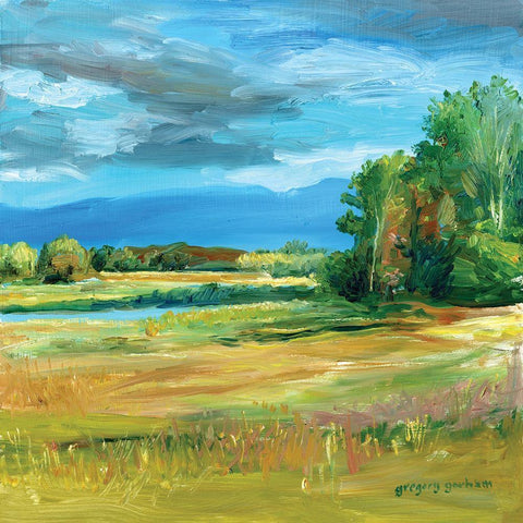 Along The Kootenai Black Modern Wood Framed Art Print with Double Matting by Gorham, Gregory
