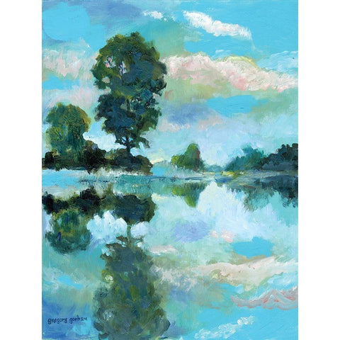 Lacamas Lake Gold Ornate Wood Framed Art Print with Double Matting by Gorham, Gregory