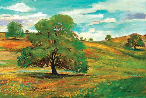 Wild Poppy Landscape I White Modern Wood Framed Art Print with Double Matting by Gorham, Gregory