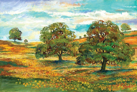 Wild Poppy Landscape II White Modern Wood Framed Art Print with Double Matting by Gorham, Gregory