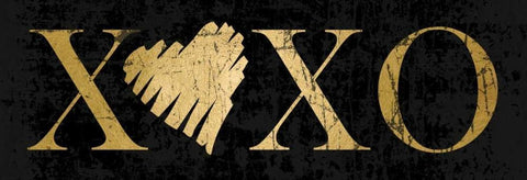 Gold XOXO Black Ornate Wood Framed Art Print with Double Matting by Harbick, N.