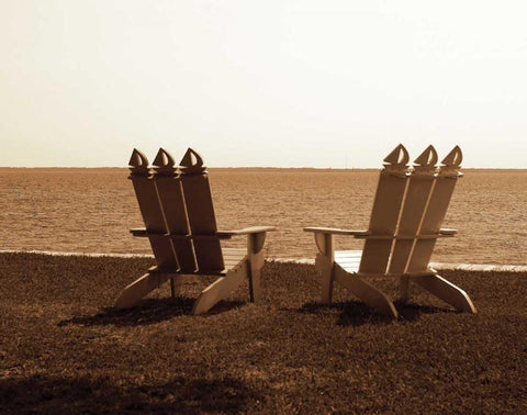 Adirondack Chairs I White Modern Wood Framed Art Print with Double Matting by Hausenflock, Alan