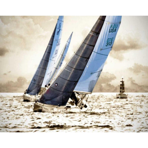 Racing Waters I Black Modern Wood Framed Art Print with Double Matting by Hausenflock, Alan