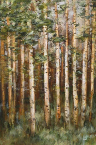 Aspen Beauty III White Modern Wood Framed Art Print with Double Matting by Lee, Scott