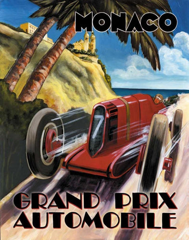 Monaco Grand Prix Black Ornate Wood Framed Art Print with Double Matting by Jones, Catherine