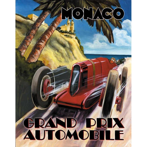 Monaco Grand Prix Gold Ornate Wood Framed Art Print with Double Matting by Jones, Catherine