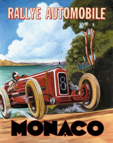 Monaco Rallye Black Ornate Wood Framed Art Print with Double Matting by Jones, Catherine