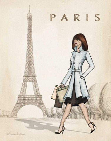 Paris Black Ornate Wood Framed Art Print with Double Matting by Laliberte, Andrea