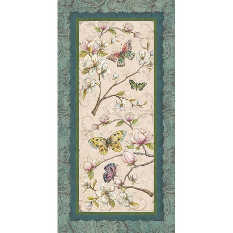 Le Jardin Butterfly Panel II Gold Ornate Wood Framed Art Print with Double Matting by McRostie, Kate