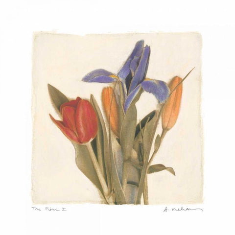 Tre Fiori II Gold Ornate Wood Framed Art Print with Double Matting by Melious, Amy