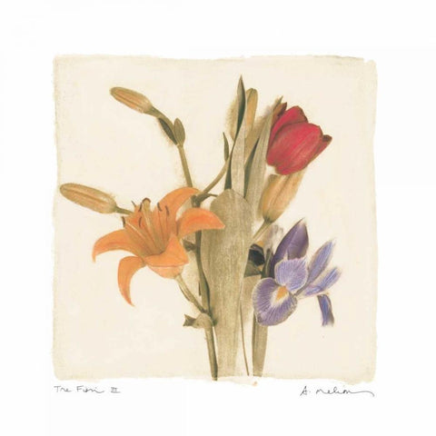 Tre Fiori III Gold Ornate Wood Framed Art Print with Double Matting by Melious, Amy