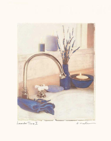 Lavender Time I White Modern Wood Framed Art Print with Double Matting by Melious, Amy