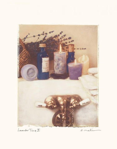 Lavender Time II White Modern Wood Framed Art Print with Double Matting by Melious, Amy