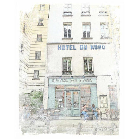 French Illustration II Black Modern Wood Framed Art Print with Double Matting by Melious, Amy