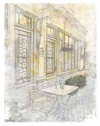 French Illustration III Black Ornate Wood Framed Art Print with Double Matting by Melious, Amy