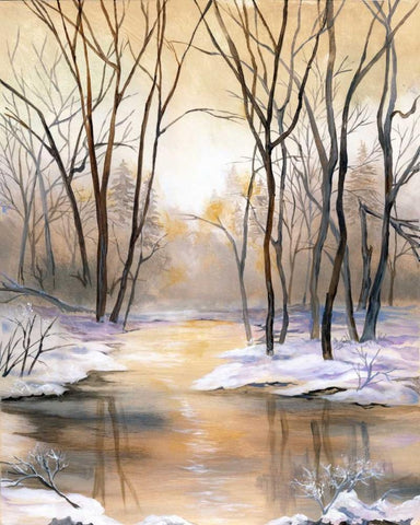 Snowy River White Modern Wood Framed Art Print with Double Matting by Ferry, Margaret
