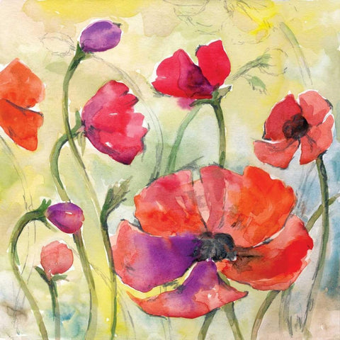 Poppy Study II Gold Ornate Wood Framed Art Print with Double Matting by Ferry, Margaret