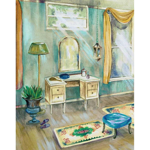 Robins Egg Bath I White Modern Wood Framed Art Print by Ferry, Margaret