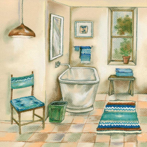 Tile Bath I White Modern Wood Framed Art Print by Ferry, Margaret