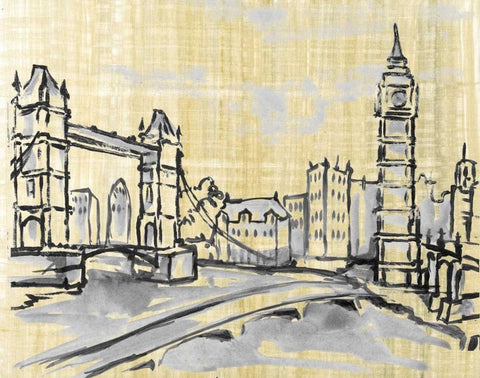 Cities I White Modern Wood Framed Art Print with Double Matting by Ferry, Margaret