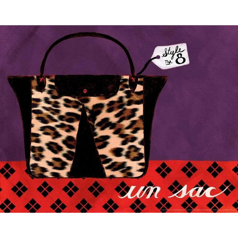 Leopard Handbag IV White Modern Wood Framed Art Print by Matla, Jennifer