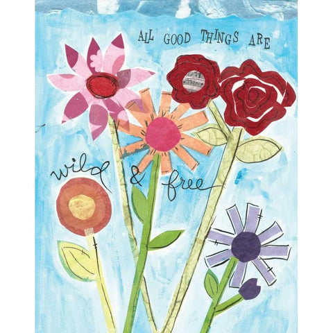 Wild and Free White Modern Wood Framed Art Print by Martin, Monica
