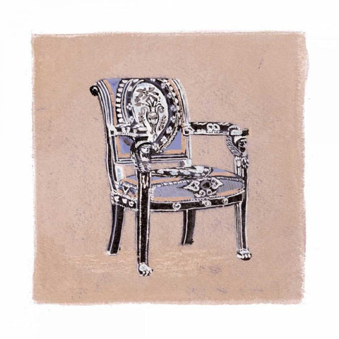Urn Chair III Gold Ornate Wood Framed Art Print with Double Matting by Nicholas, Debbie