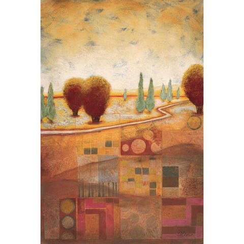Quilted Landscape I Gold Ornate Wood Framed Art Print with Double Matting by Osborne, Susan