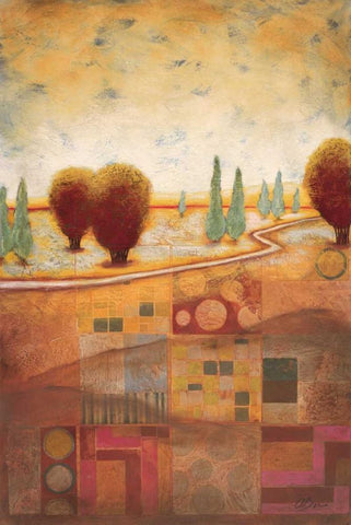 Quilted Landscape I White Modern Wood Framed Art Print with Double Matting by Osborne, Susan