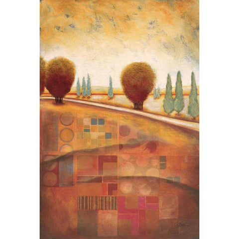 Quilted Landscape II Gold Ornate Wood Framed Art Print with Double Matting by Osborne, Susan
