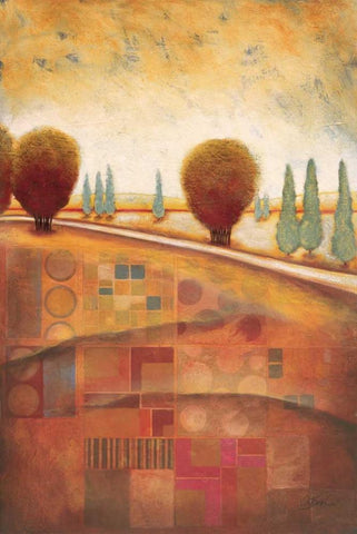 Quilted Landscape II White Modern Wood Framed Art Print with Double Matting by Osborne, Susan