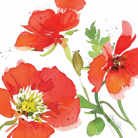 Red Poppies I Gold Ornate Wood Framed Art Print with Double Matting by Paton, Julie