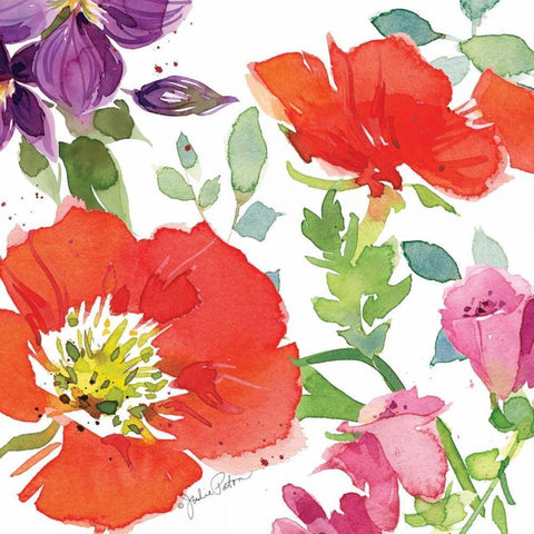 Red Poppies IV White Modern Wood Framed Art Print by Paton, Julie