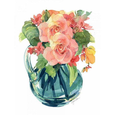 Rose Bouquet II Gold Ornate Wood Framed Art Print with Double Matting by Paton, Julie