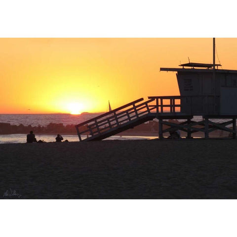 Sunset Lifeguard Gold Ornate Wood Framed Art Print with Double Matting by Williams, Alex