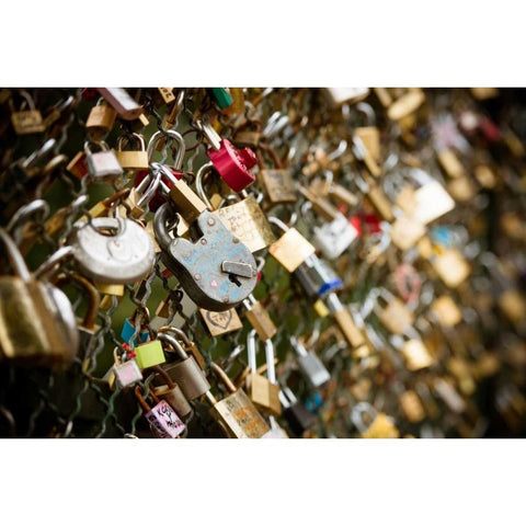 Pont des Arts I Black Modern Wood Framed Art Print with Double Matting by Berzel, Erin